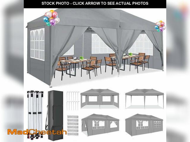 Lot 74-12803051 - SANOPY 10' x 20' Pop up Canopy Party Tent with 6 Removable Sidewalls, Outdoor Waterproof Patio Gazeb...