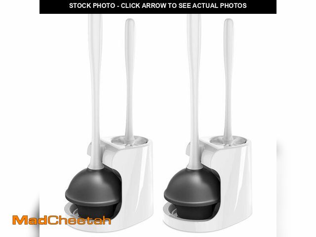 Lot 74-14270321 - MR.SIGA Toilet Plunger and Bowl Brush Combo for Bathroom Cleaning, White, 2 Sets - UNUSED