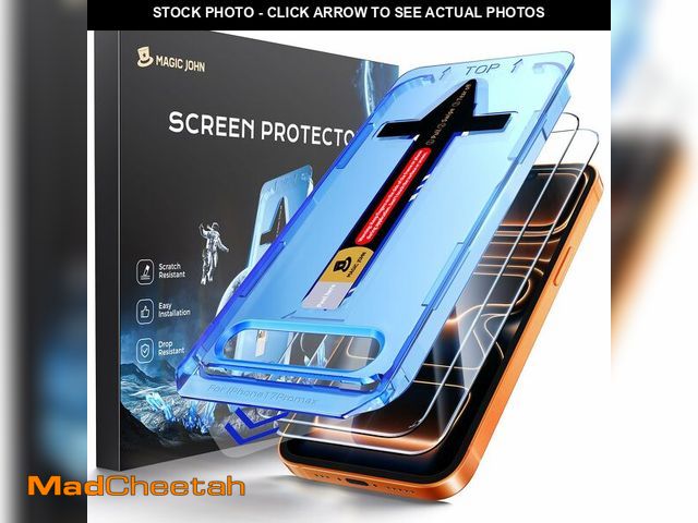 Lot 74-14211044 - MAGIC JOHN 2 Pack for iPhone 17 Pro Max 6.9 inch Tempered Glass Screen Protector, Auto Dust-Eliminat...