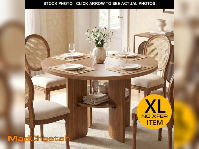 Lot 74-14438382 - Bestier 47" Round Dining Table for 4-6 People, Kitchen Table with Under-Table Storage Shelf &amp; Th...