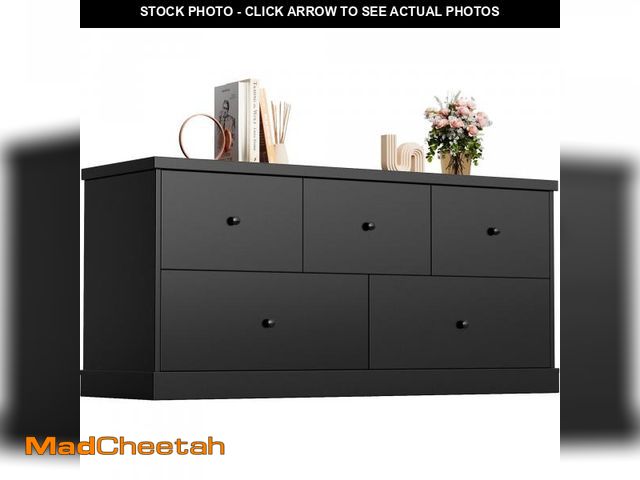 Lot 74-12515024 - Homall 5 Drawer Dresser Wood Storage Cabinet Double Tier Chest of Drawer TV Stand for Bedroom, Livin...