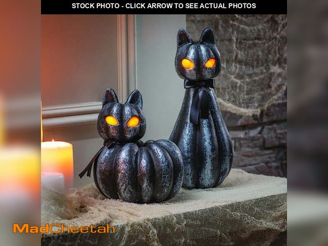 Lot 74-12556803 - Pumpkin Black Cat Light-Up Halloween Decorations - Home Decor - 1 Pieces - USED