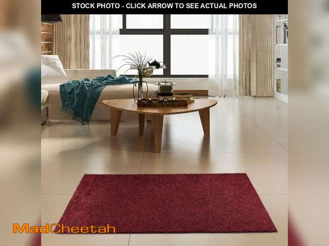 Lot 74-12399333 - Solid Color Area Rugs Burgundy - 2' x 3' Rectangle, Indoor, Stain &amp; Fade Resistant, Perfect for ...