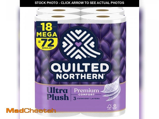 Lot 74-12400068 - Quilted Northern Ultra Plush Toilet Paper, 18 Mega Rolls = 72 Regular Rolls, 3X Thicker*, 3 Ply Soft...