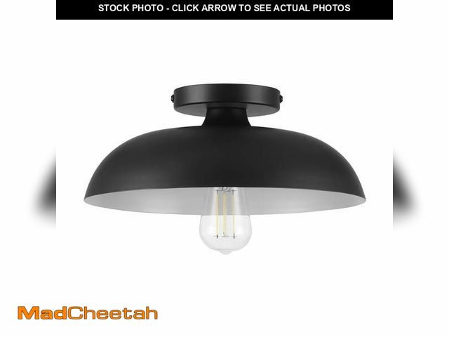 Lot 74-12857883 - Better Homes &amp; Gardens Contemporary Matte Black 1-Light Indoor Flush Mount, White Inner Shade - ...