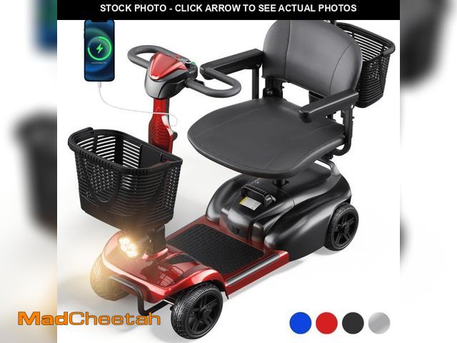 Lot 74-12514943 - SACVON 4 Wheels Mobility Scooter with Cane Holder for Seniors, Electric Folding Wheelchair Device fo...