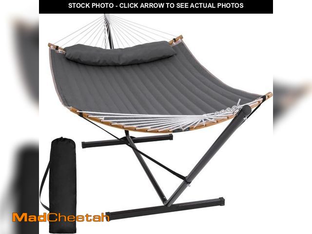 Lot 74-12539874 - SUNCREAT Double Portable Hammock with Stand, 2 Person Hammock with Curved Spreader Bar, Balance Rope...