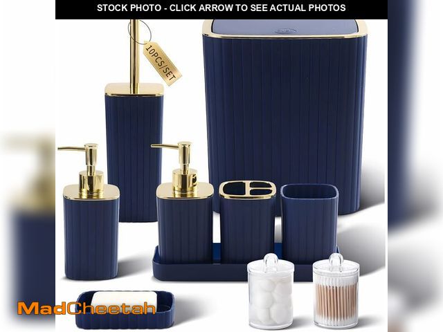 Lot 74-12680363 - XLHOMO Bathroom Accessories Set - Gorgeous Bathroom Set, 10PC Navy Blue Bathroom Accessory Set, Toil...