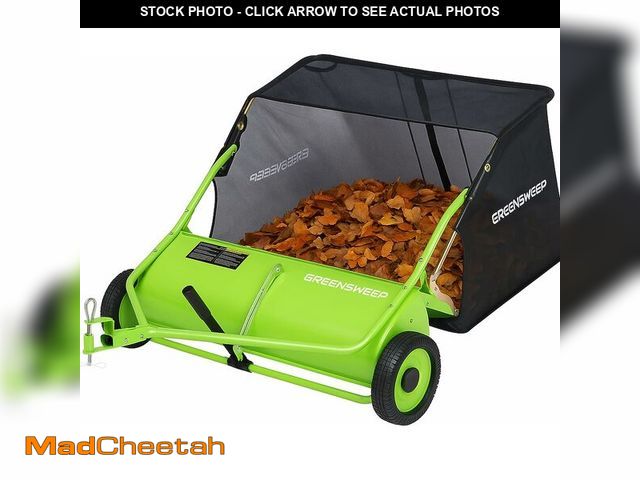 Lot 74-14613371 - GreenSweep Pickup Tow 42-Inch Lawn Sweeper Ã¢â¬â Tow-Behind Leaf Collector for Ride-On Mowers Ã¢â...