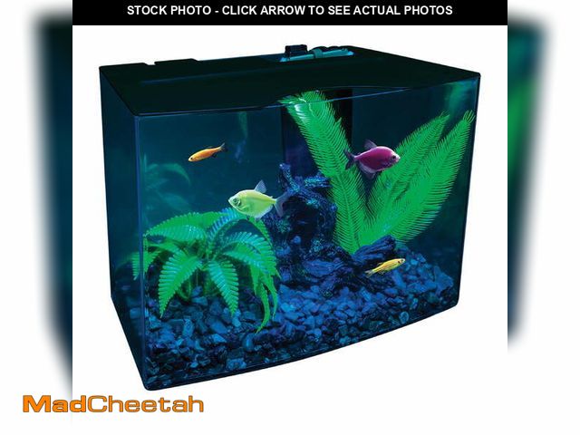 Lot 74-12861034 - GloFish Crescent Aquarium Kit 3 Gallons, Includes Hidden Blue LED Light and Internal Filter - UNUSED