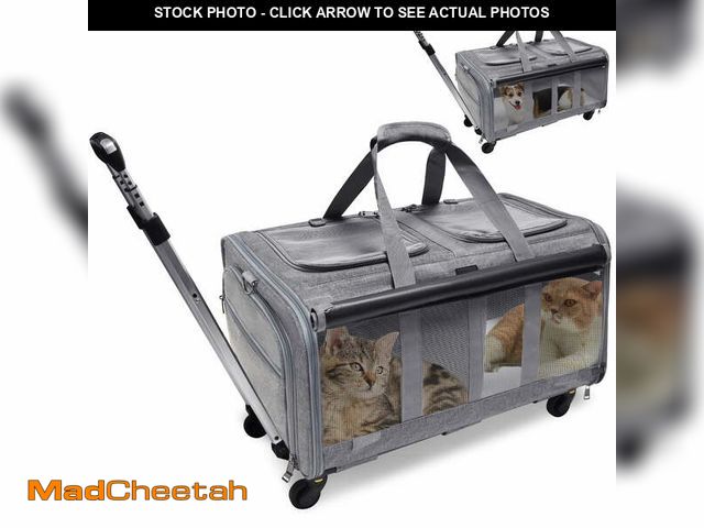 Lot 74-13060093 - ELEGX Double-Compartment Pet Rolling Carrier with Wheels for 2 Pets,for Up to 35 LBS,Cat Rolling Car...