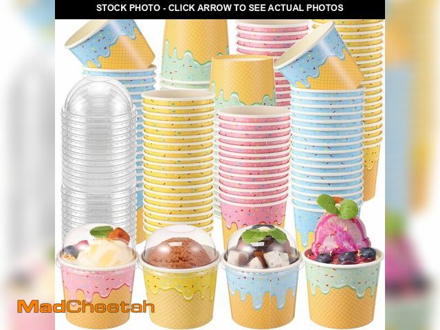Lot 74-14268748 - Jingmore 80 Count Paper Ice Cream Cups with Clear Dome Lids Disposable Dessert Cups Bulk Dessert Bow...