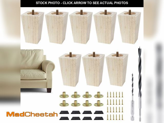 Lot 74-13549573 - Txcucc Furniture feet Table Legs Couch Legs Unfinished Square Bed Feet 3 inch Wood Replacement Leg f...