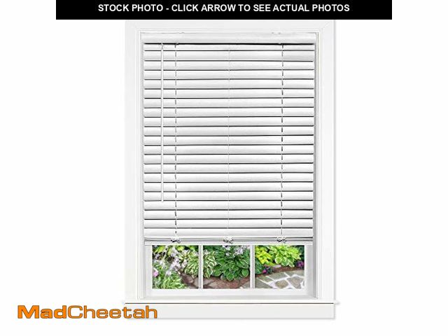 Lot 74-12664199 - Cordless Room Darkening Venetian Blind - 33 Inch Width, 64 Inch Length, 2" Vinyl Slat Size - White -...