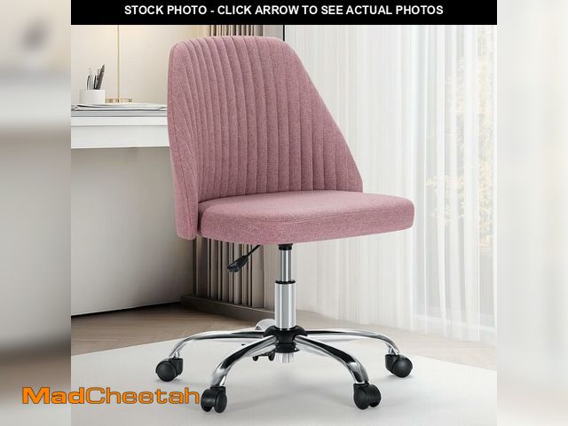 Lot 74-12544405 - Sweetcrispy Armless Office Chair, Modern Fabric Home Office Desk Chairs with Wheels Adjustable Swive...
