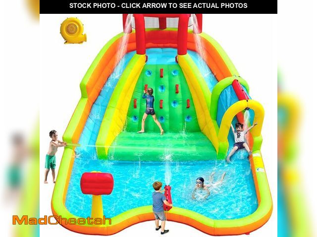 Lot 74-14581435 - WELLFUNTIME Inflatable Water Double Slides Park, Bounce House with Arched Water Gun Spray, Jumping C...