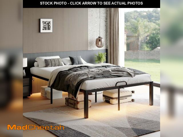 Lot 74-12637903 - (MISSING HARDWARE) Pinmoco Queen Bed Frame with 16.5'' Large Under Bed Storage Space, Heavy Duty Met...