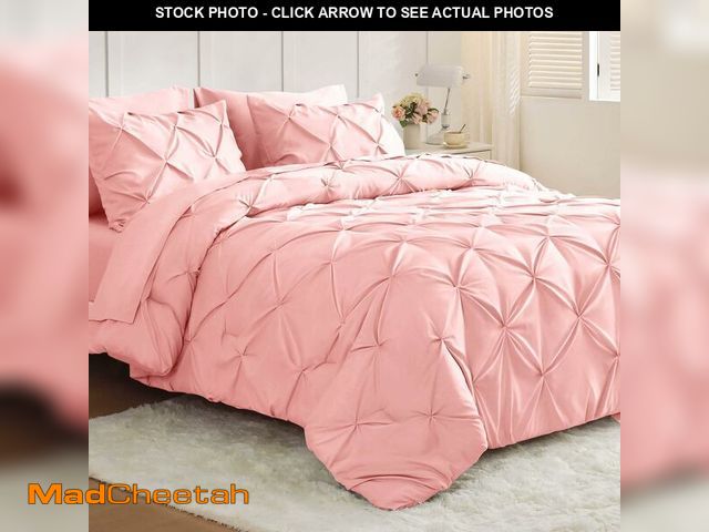Lot 74-13836000 - JOLLYVOGUE Queen Comforter Set 7 Pieces - Bed in a Bag Queen for All Season, Pintuck Bedding Comfort...