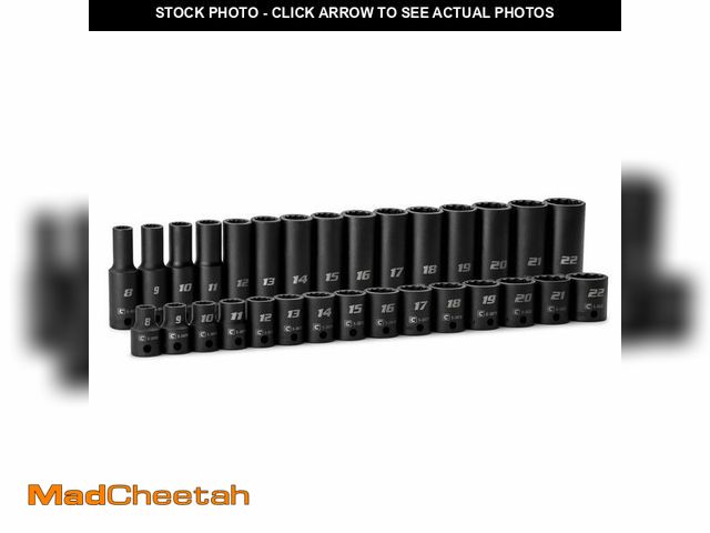 Lot 74-12699197 - Capri Tools 3/8 in. Drive Shallow and Deep Impact Socket Set, 12-Point, Metric, 8 to 22 mm, 30-Piece...