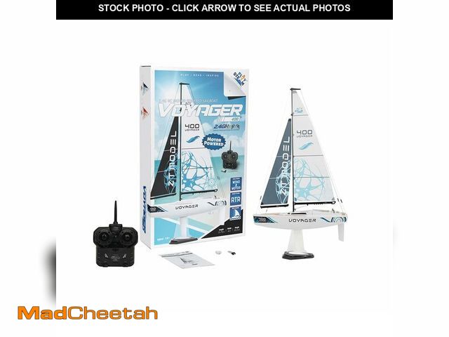 Lot 74-14369434 - PLAYSTEAM Voyager 400 2.4GHz RC Motor Powered Sailboat in Blue - 26" Tall - USED