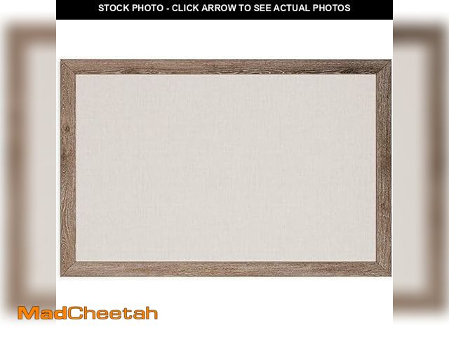 Lot 74-12919037 - U Brands Linen Bulletin Board, 36" x 24" Inches, Rustic Wood Frame - UNUSED