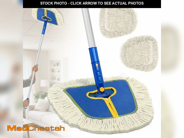 Lot 74-14058151 - Commercial Dust Mop for Hardwood Floors Cleaning, Heavy Duty Industrial Dry Mop with Wedge Cotton Mo...