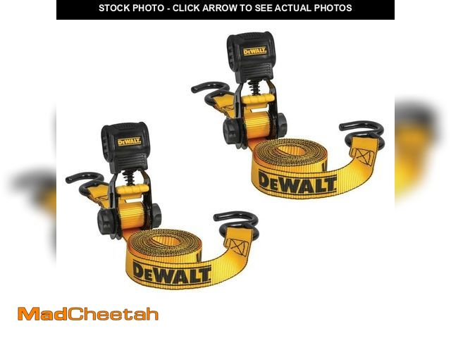 Lot 74-14222698 - DEWALT 1.0 in. x 12 ft. Ratchet Tie-Down Straps 1500 lbs. Break Strength (2-Pack) - UNUSED