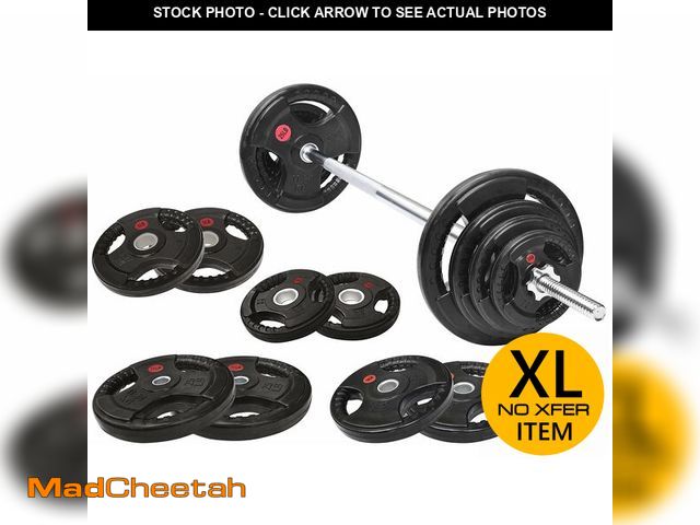 Lot 74-12763164 - Fitvids Cast Iron 1" Standard Weight Plates Including 5FT Standard Barbell Bar &amp; Star Locks, 95 ...