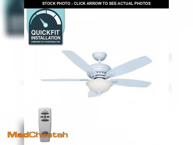 Lot 74-12409305 - (MISSING HARDWARE) Hampton Bay Southwind 52 in. Indoor LED Matte White Ceiling Fan with 5 Reversible...