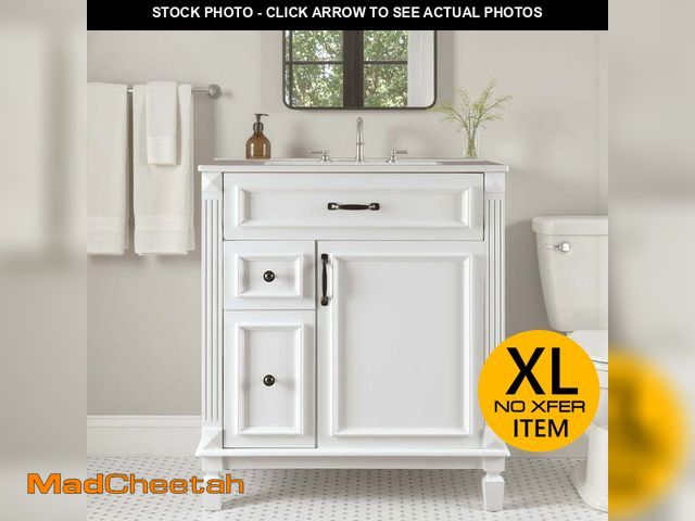 Lot 74-13781094 - (MISSING SINK) EDX 30-inch Bathroom Vanity Cabinet, Freestanding Modern Cabinet Vanity, 1 Soft-Closi...