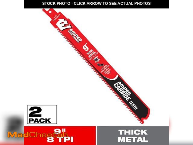 Lot 74-12557857 - DIABLO 9 in. 8 TPI Steel Demon AMPED Carbide Reciprocating Saw Blade for Thick Metal Cutting (2-Pack...