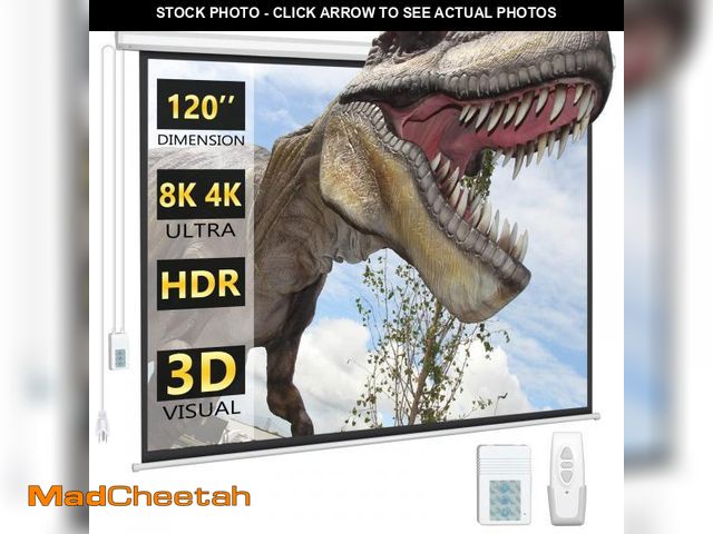 Lot 74-12166022 - DINAH 120 Inch Electric Projector Screen with Remote, Automatic Air Indoor Drop Down, Motorized 4K 3...