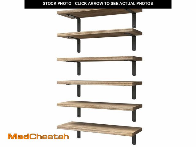 Lot 74-13721535 - WOPITUES Wood Floating Shelves Set of 6, Shelves for Wall Decor, Farmhouse Shelf for Bedroom, Bathro...