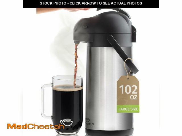 Lot 74-13541838 - Cresimo Coffee Carafe with Pump - 102oz / 3L Airpot 12 Hours Large Hot Water Carafe, Cocoa Dispenser...