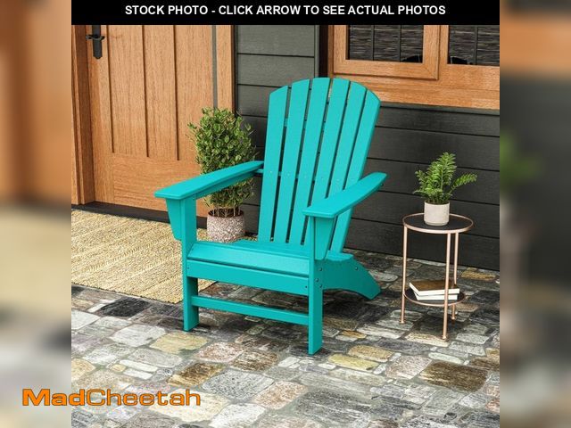 Lot 74-14292952 - POLYWOOD Grant Park Traditional Curveback Aruba Plastic Outdoor Adirondack Patio Chair (Set of 1) - ...
