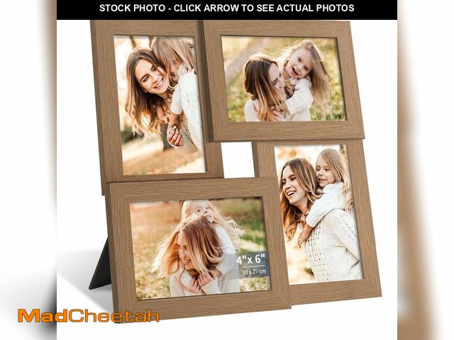 Lot 74-14065174 - SZYUU 4x6 Collage Picture Frame with Real Glass, 4 Opening Wooden Photo Collage Frame with Stand, Fa...