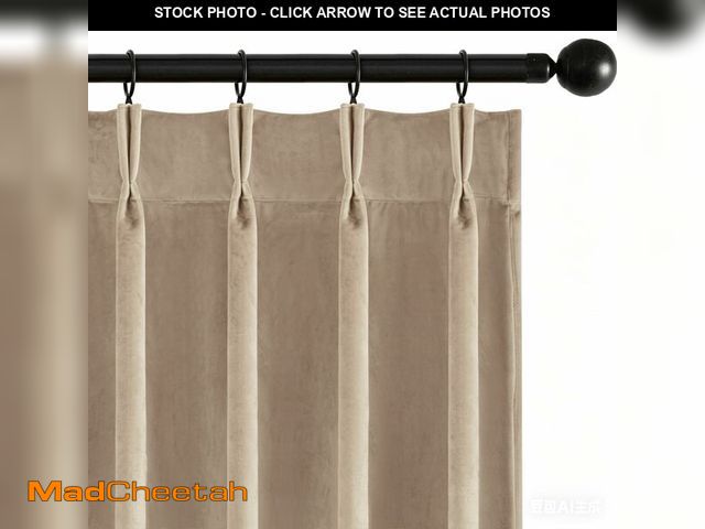 Lot 74-14270117 - MIULEE Camel Beige Velvet Curtains 108 inches Long, Pinch Pleated Blackout Drapes with Hooks, Therma...