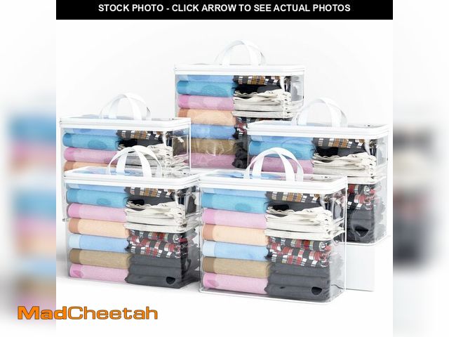 Lot 74-14044523 - 5PACK Clear Zippered Storage Bag for Clothes, 22L Clear Storage Bags, and Blanket Storage Bags for B...