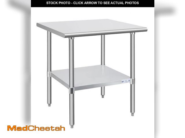 Lot 74-12392393 - Hally Stainless Steel Table for Prep &amp; Work 30 x 30 Inches, NSF Commercial Heavy Duty Table with...