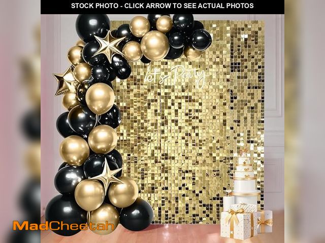 Lot 74-12431790 - 24 Pcs Light Gold Shimmer Wall Backdrop Panels - 4 FT x 6 FT Light Gold Sequin Backdrop for Birthday...