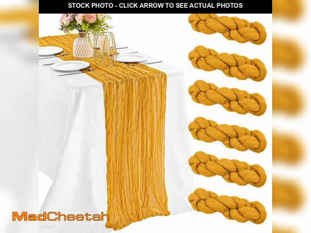 Lot 74-13060903 - iMucci 6 Pack 10FT Cheesecloth Table Runner Mustard Gauze Fabric Tablecloth Rustic Sheer Table Runne...