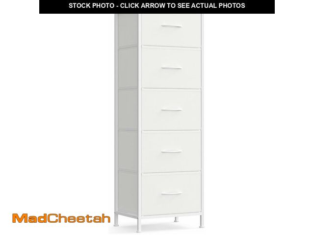 Lot 74-14067619 - SONGMICS Dresser for Bedroom, Chest of Drawers, Steel, MDF, 5 Non-Woven Fabric Drawers, Storage Orga...