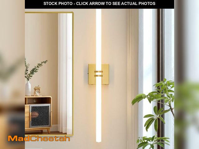 Lot 74-14250910 - Lanmate Bathroom Light Fixtures,Gold 28W LED 360' degree Full Lighting Modern Wall Sconce Vanity Lig...