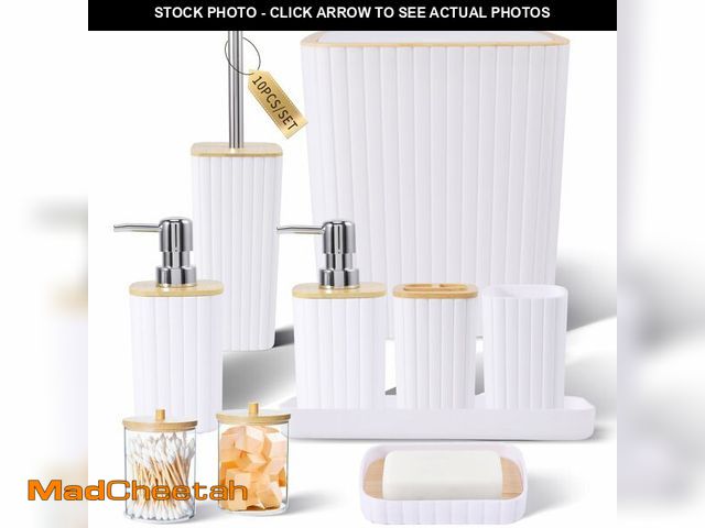 Lot 74-12979982 - XLHOMO Bathroom Accessories Set - Elegant White Bathroom Set, 10PC Bathroom Accessory Set, Toilet Br...
