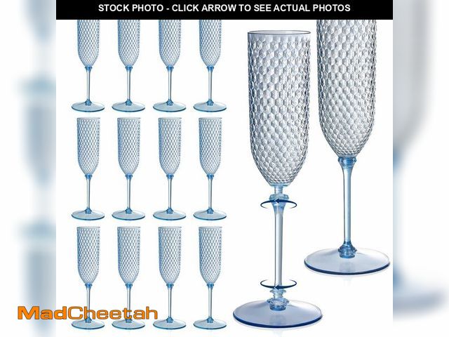 Lot 74-14274378 - XUWAIDSGN 24 Pack Blue Detachable 2 piece Champagne Flutes 5.5 Oz Unbreakable Plastic Mimosa Disposa...