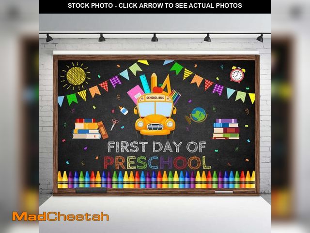 Lot 74-12218317 - MEHOFOND First Day of Preschool Photo Backdrop Globe Books Chalkboard Photographic Background Welcom...