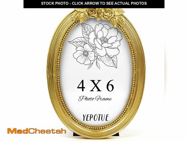 Lot 74-14215506 - YEPOTUE 4x6 Vintage Gold Oval Picture Frame, Ornate Photo Frame with Rose Floral Top, Elegant Pictur...