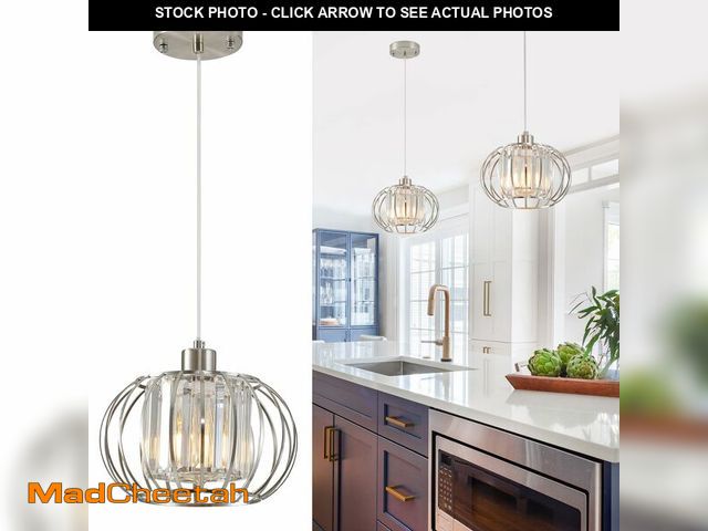 Lot 74-12883682 - XSDeTu Brushed Nickel Pendant Light Fixtures, Modern Crystal Hanging Ceiling Light, Farmhouse Small ...