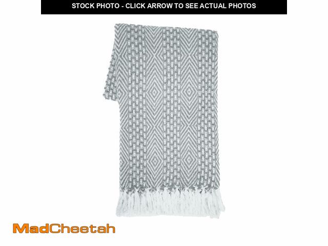 Lot 74-12716393 - RAJRANG Grey Woven Country Rustic Throw Blanket 100% Cotton Luxury Quality Sofa Couch Bed Throws Per...