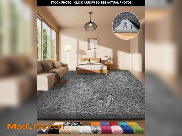 Lot 74-12440471 - Ophanie Area Rugs for Living Room Bedroom, Upgrade Non-Slip Fluffy Soft Grey Shag Carpet, Indoor Flo...